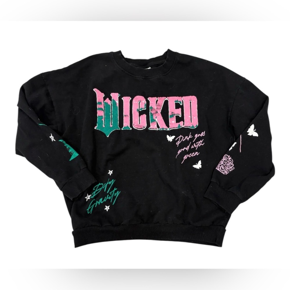 Wicked Musical Universal Studios Flip Sequin Graphic Sweatshirt size XS